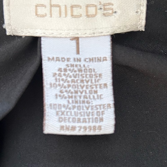 Chico’s Women’s chic classic timeless Black White Tweed Wool Blend Blazer size 1 - Picture 6 of 7